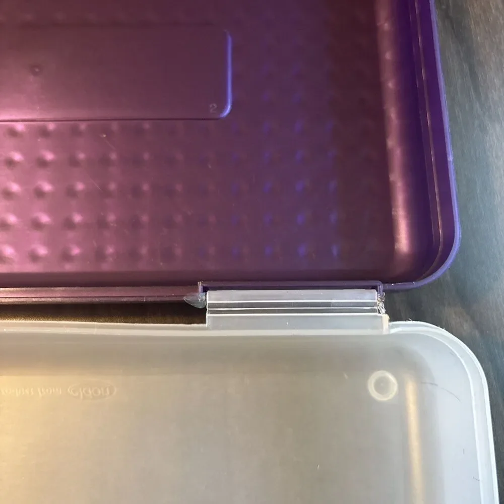 Vtg Spacemaker purple art case with handle plastic storage Newell 11 x 6.5 in